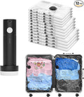 Vacuum Seal Bags for Clothing Travel and Home Storage, Travel Vacuum Bags with Electric Pump, Space Saver Compression Packing Cubes for Luggage Suitcase Bedding Blankets Clothes, 8 Combo