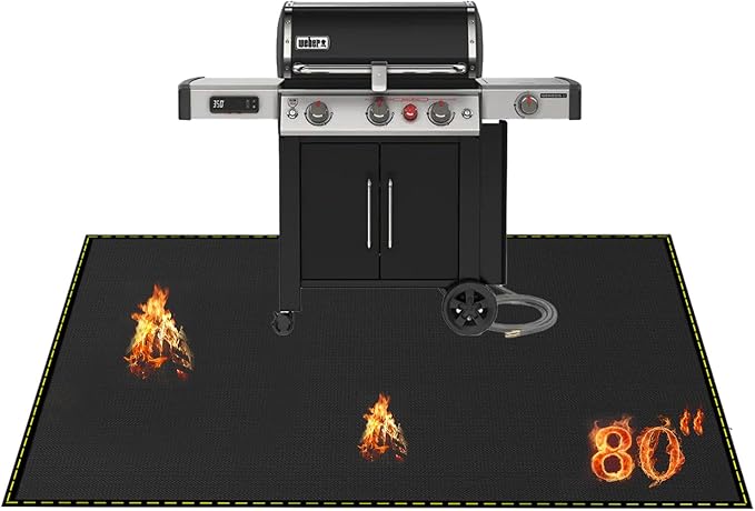 VCHOMY 40x60 Inch Under Grill Mat for Outdoor Grill Deck Patio Protector Extra Large Silicone Fireproof Waterproof Oil-Proof Fire Pit Matt BBQ Barbecue Pad