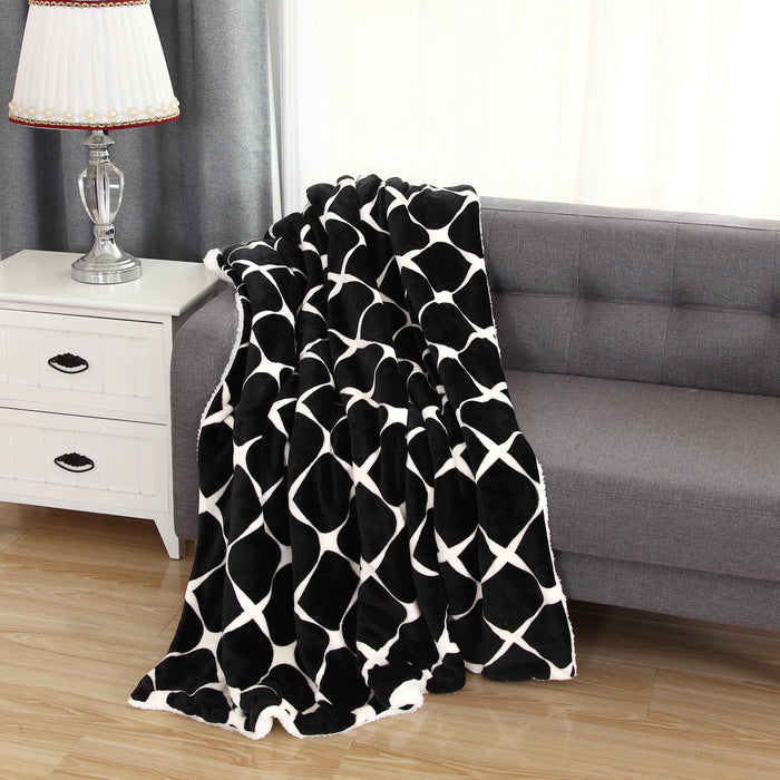 Velvet Plush Sherpa Throw 50" x 60" Velvet Feel - Sherpa Back Throw Blanket