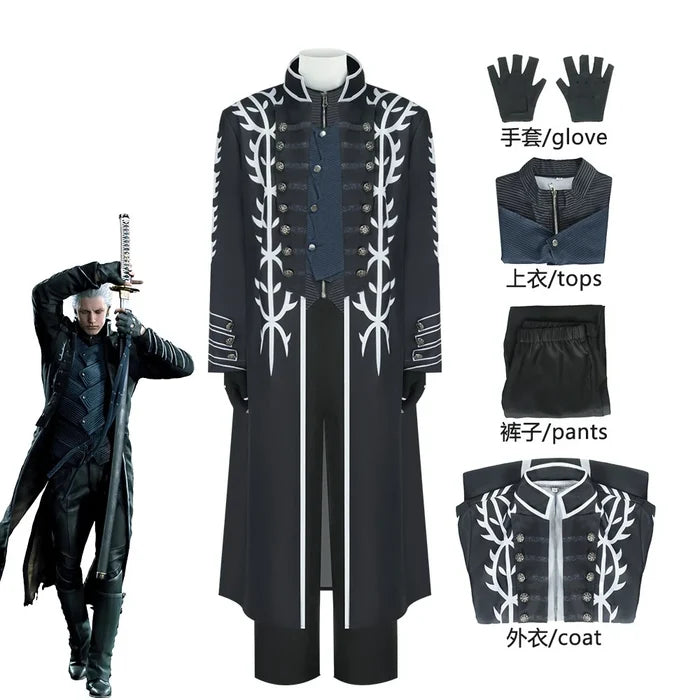 Vergil Cosplay Game Nelo Angelo Costume Carnival Halloween Comic Animation Party Clothing Wig