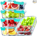 VERONES 5 PACK 36 OZ Glass Food Storage Containers 2 Compartment Set, Grey