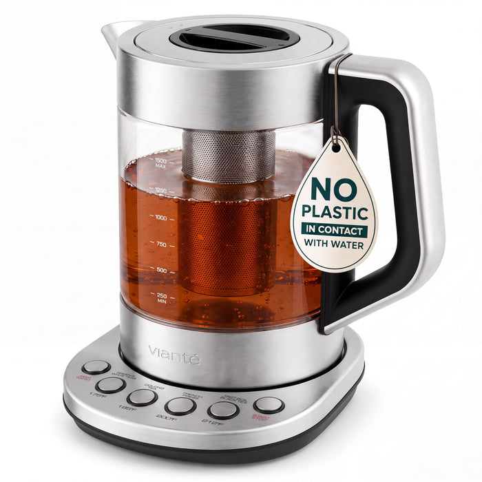 Viante Alba Electric Tea Kettle With Infuser, No Plastic, 1.5L