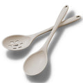 Vovoly Silicone Spoons for Cooking - Extra Large Solid & Slotted Set, Red