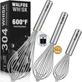 Walfos Whisks Large Whisk Set of 2, Heavy Duty Stainless Steel Wire Whisk Ideal For Beating Eggs, Mixing Batter & Blending Sauces.（13in+17in)
