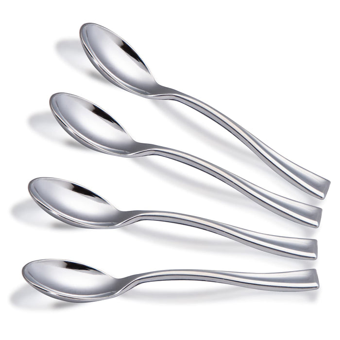 WDF 300PCS Plastic Gold Mini Spoons - 4 Inches Gold Plastic Desserts Spoons, Heavy Duty Disposable Spoons Perfect for Coffee, Cake, Appetizers,Ice Cream,Wedding, Birthday, Party