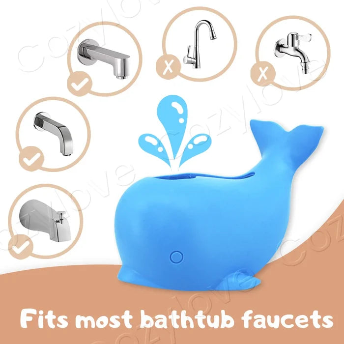 Whale Shape Baby Bath Faucet Cover Soft Silicone Spout Cover for Toddler Bath Safety