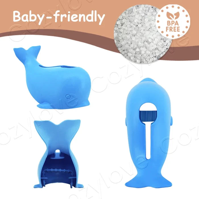 Whale Shape Baby Bath Faucet Cover Soft Silicone Spout Cover for Toddler Bath Safety