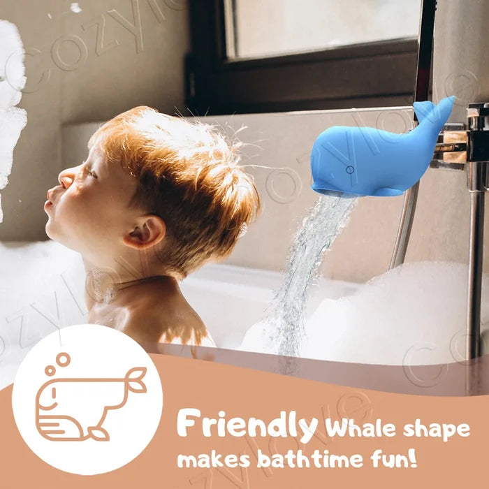 Whale Shape Baby Bath Faucet Cover Soft Silicone Spout Cover for Toddler Bath Safety