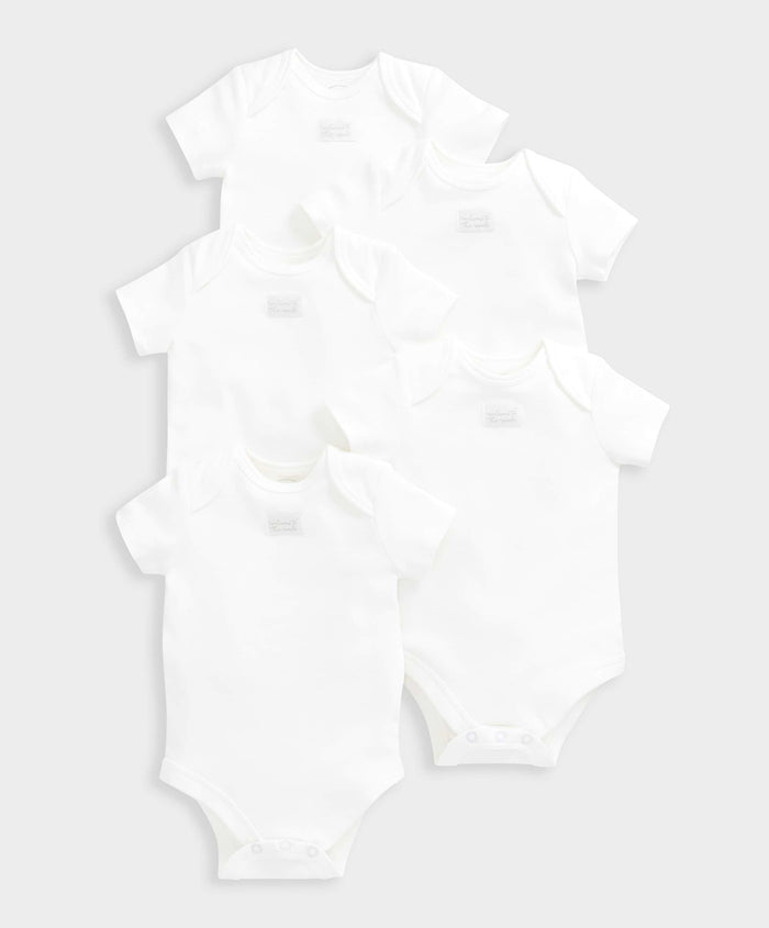 Mamas & Papas White Shortsleeved Bodysuits (5 Pack)