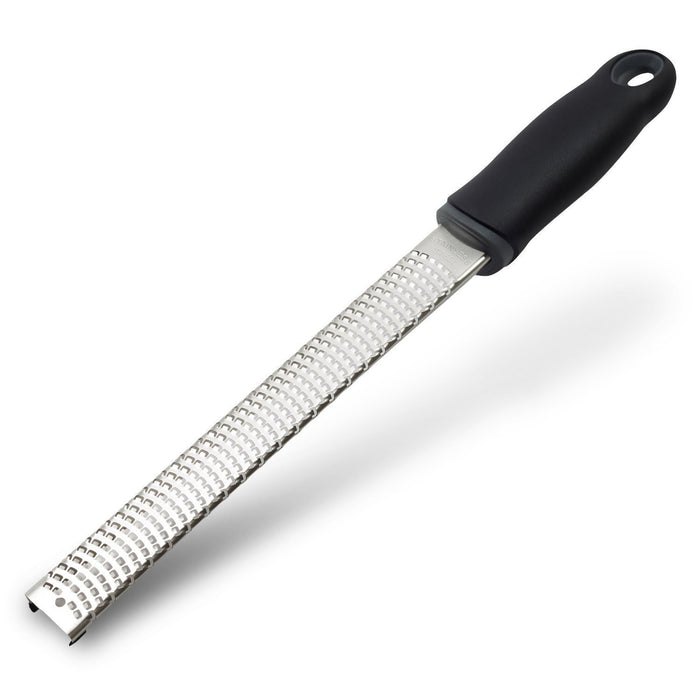 Wide Lemon Zester & Cheese Grater, 18/8 Stainless Steel with Cover, Black