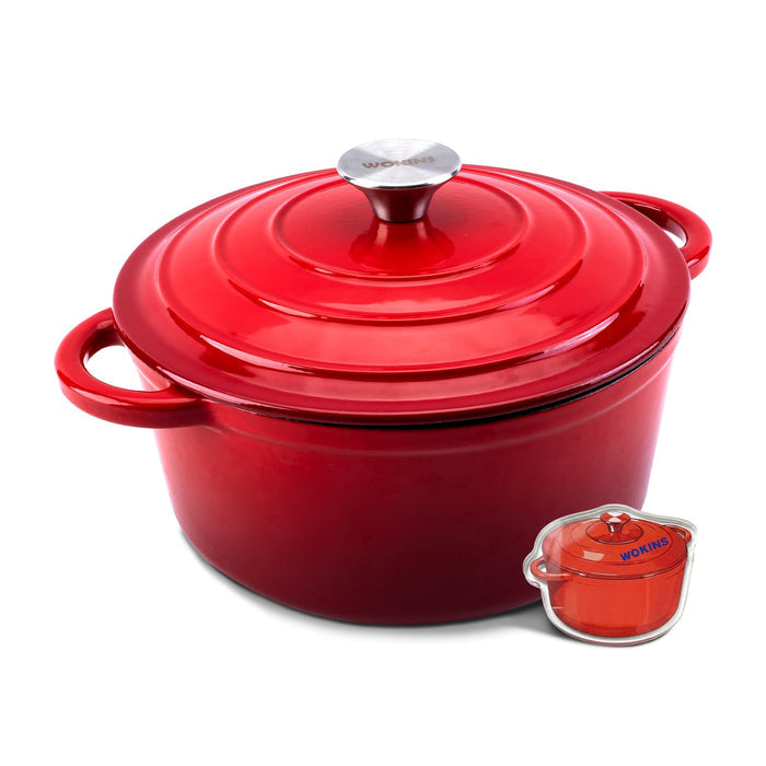 WOKINS Enameled Cast Iron Round Dutch Oven -4QT Pot With Lid,Cream