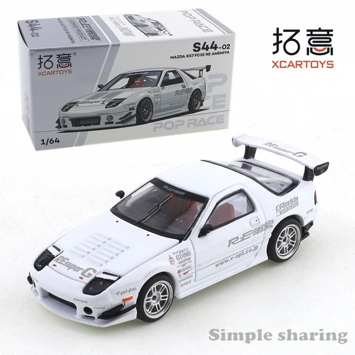 XCARTOYS POPRACE Alloy 1/64 Mazda RX7 FD Amamiya Supercar Figant Racing Model