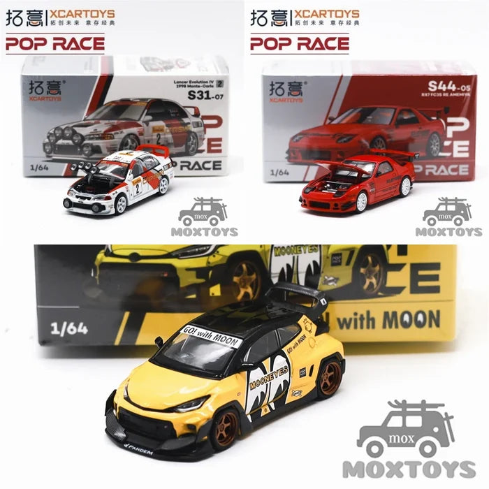 Xcartoys x POP RACE 1:64 Lancer Evolution IV-1998 Monte Carlo Rally RX7 FC3S GR YARIS Diecast Model Car