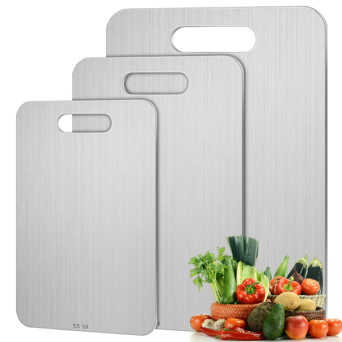 Yaocom 2 Pcs Stainless Steel Cutting Board for Kitchen 304 Steel Chopping Dishwasher Safe Metal Cutting Board Set for Kitchen Meat Fruit Vegetable (13.4"x9",11.8"x7.9")