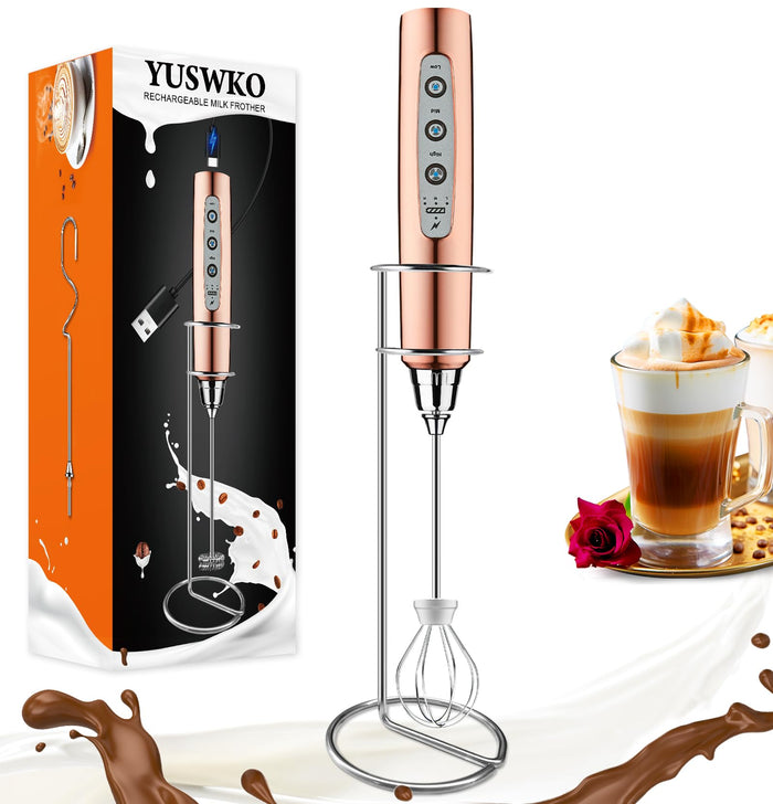 Rechargeable Frother with Stand - Rose Gold