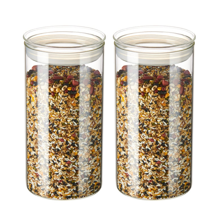 ZENS Glass Jars with Airtight Lid Set of 2, 37oz Kitchen Storage Jars